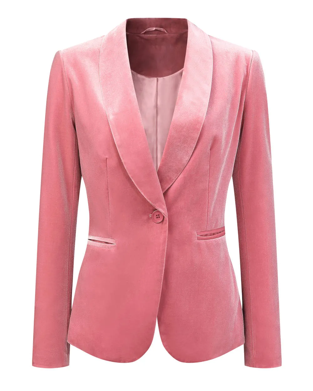 Allegra K- Shawl Collar One Button Velvet Blazer