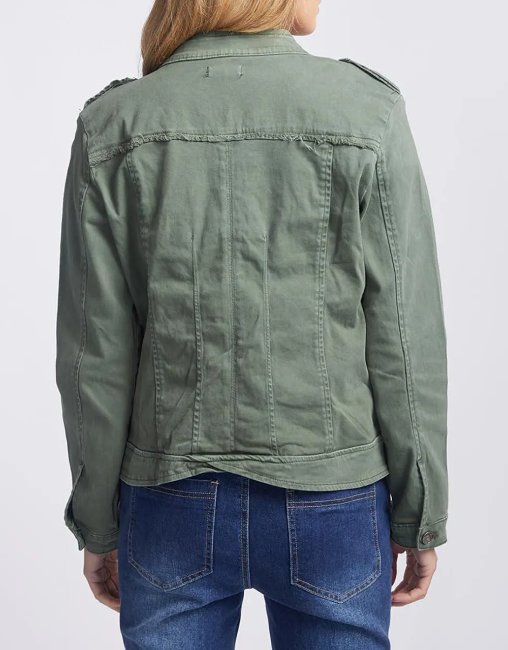 Military Denim Jacket - Khaki