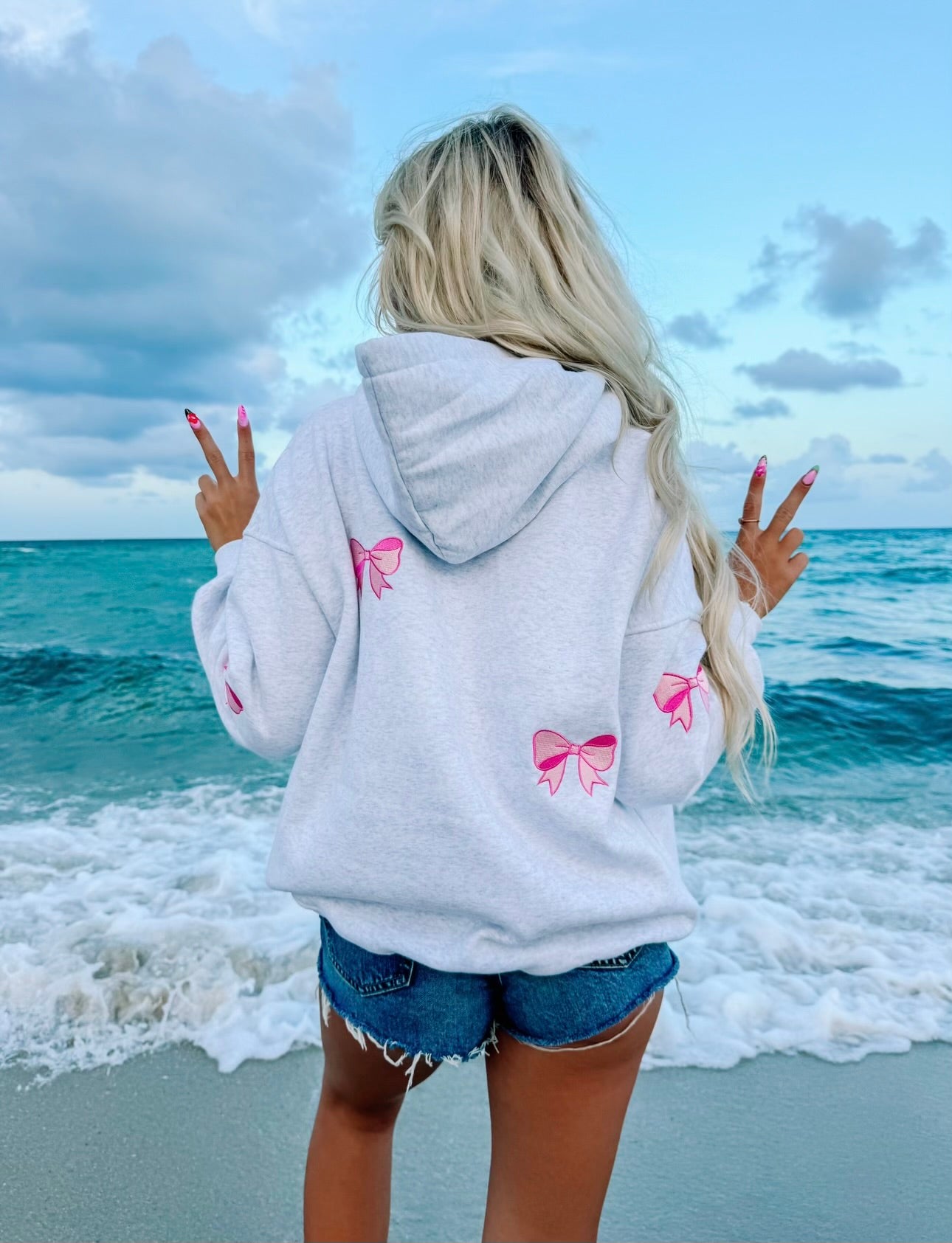 Embroider Bow Hoodie