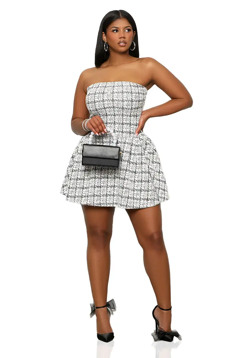 Work Meets Play Mini Dress (White Multi)