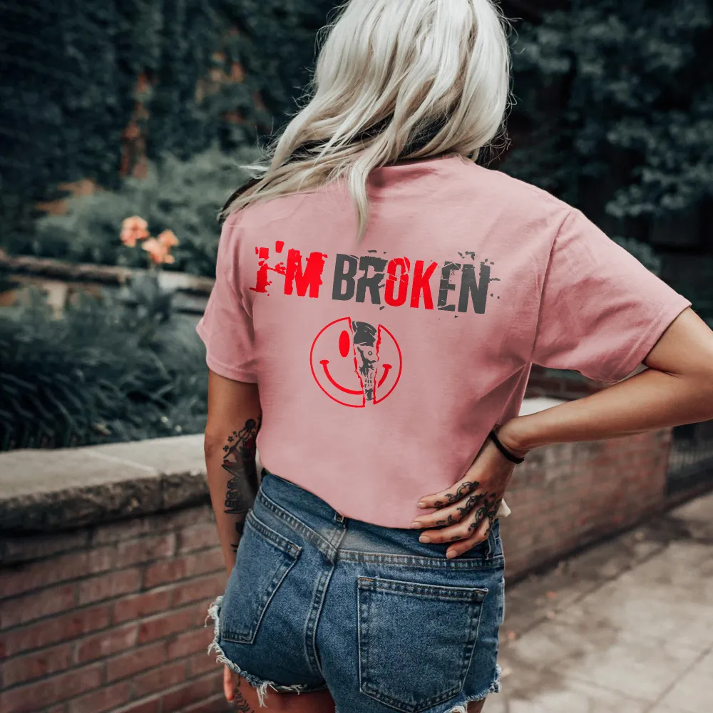Vintage I'm Broken Skull Women's Monogram T-shirt