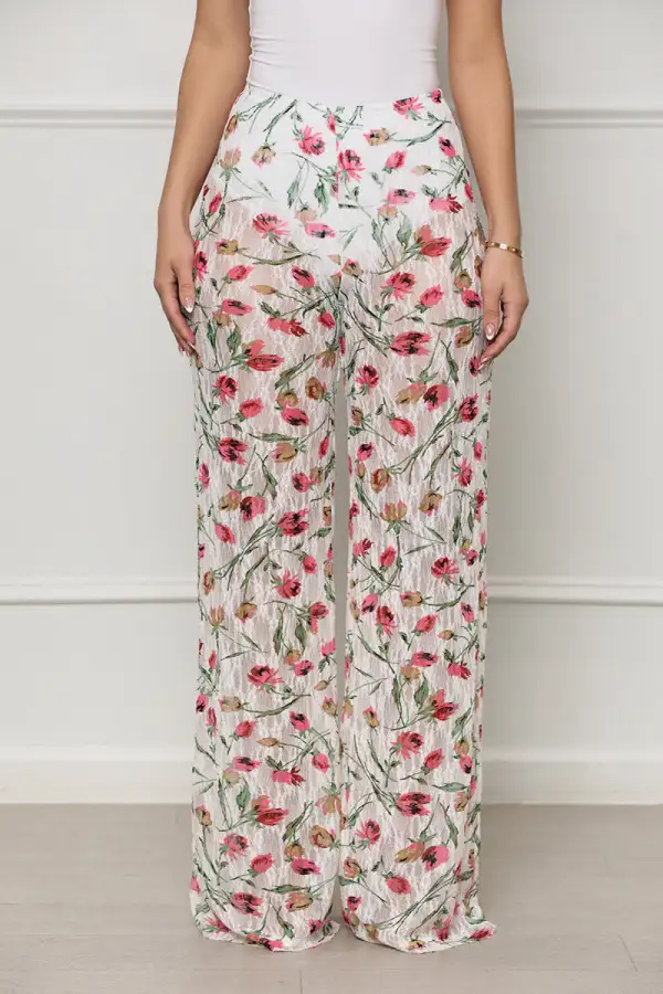 Throwing Roses Lace Pants (White Multi)-FINAL SALE
