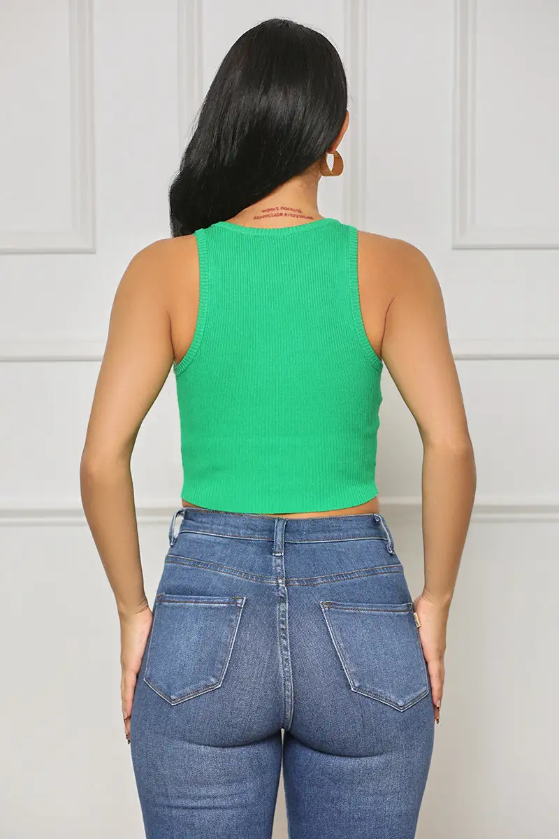 Easy Upgrade Ribbed Crop Top (Green)- FINAL SALE