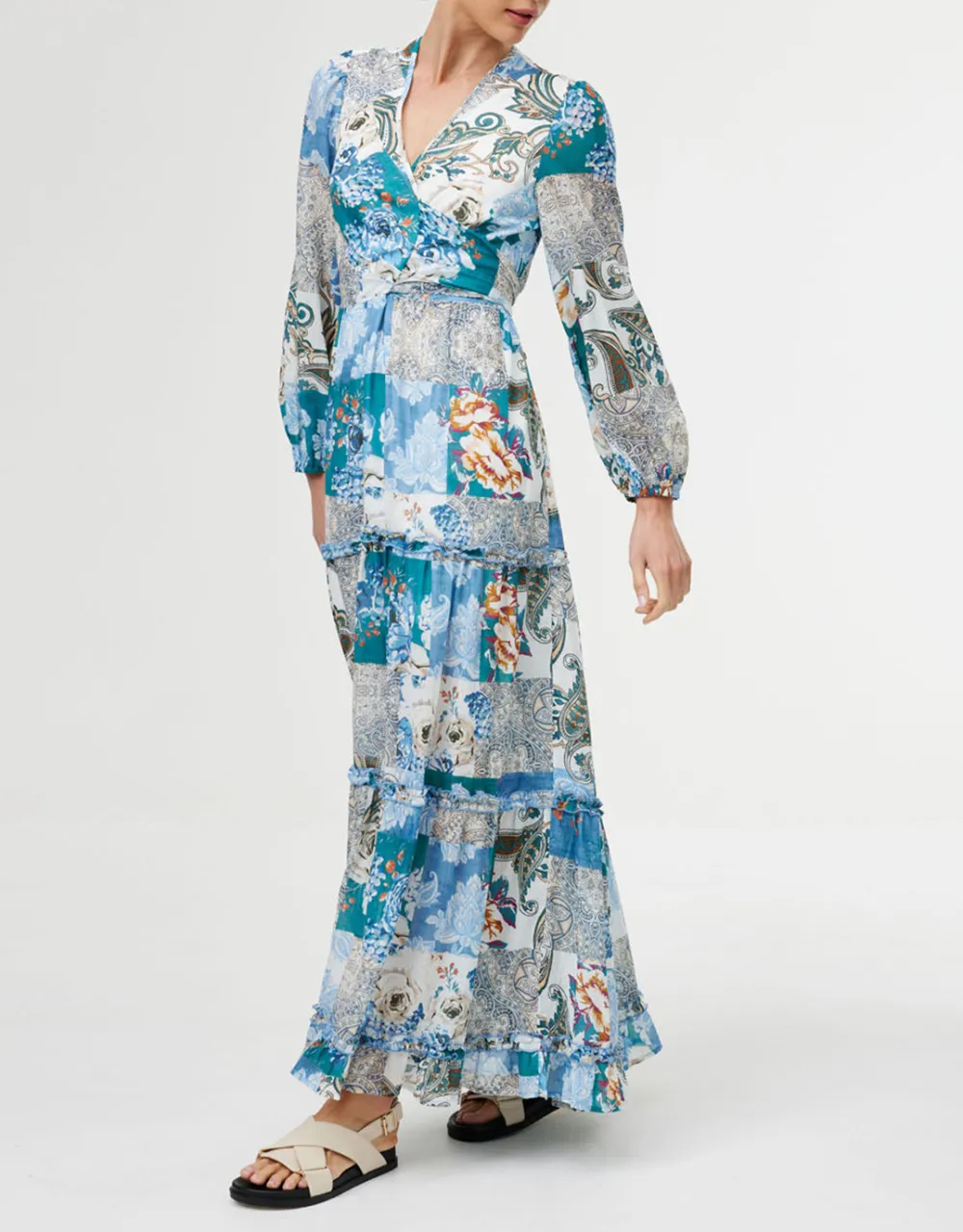 Lili Maxi Dress - Cyan Patchwork