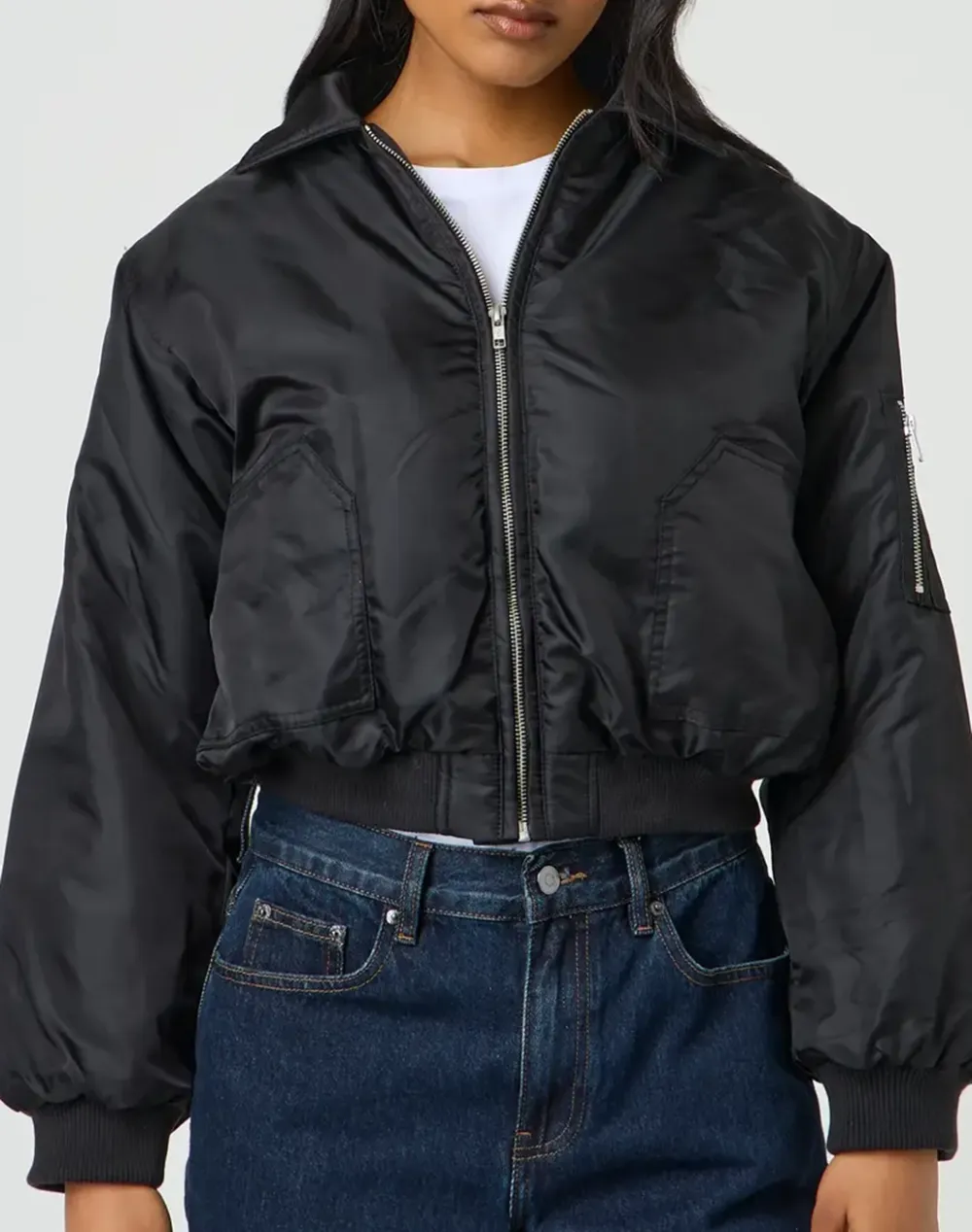 Cropped Bomber Jacket