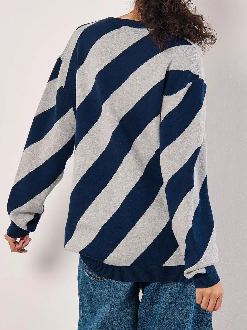 Diagonal Stripe Knitted Jumper