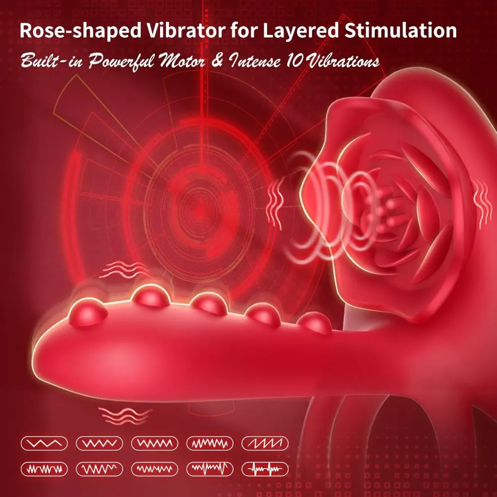 Rose Shape Sucking Licking Vibrator Clitoral G-spot Sex Toy for Women Waterproof