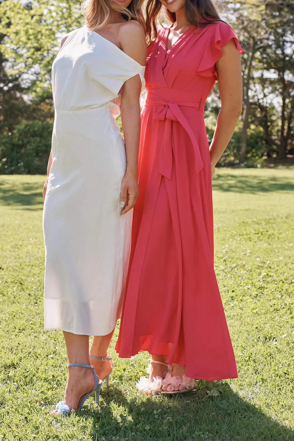 Fuchsia Ruffled Sleeve Wrap Style Maxi Dress