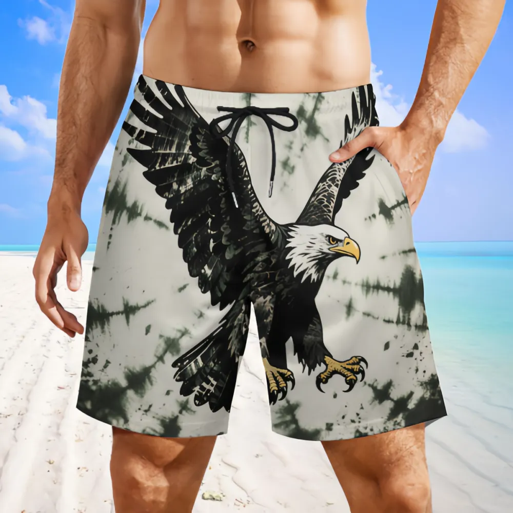 Realistic Style Eagle Tie-Dye Sports Beach Shorts
