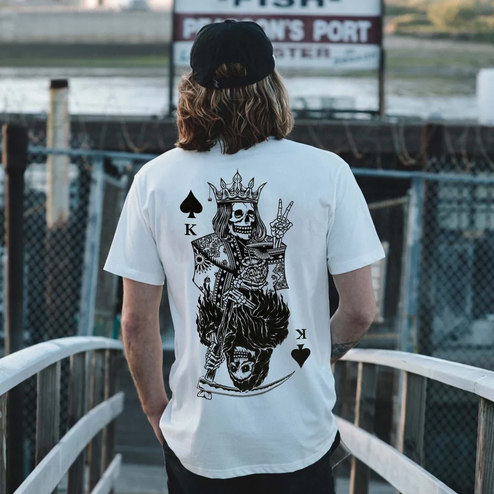 Poker King Grim Reaper Printed Men's T-shirt