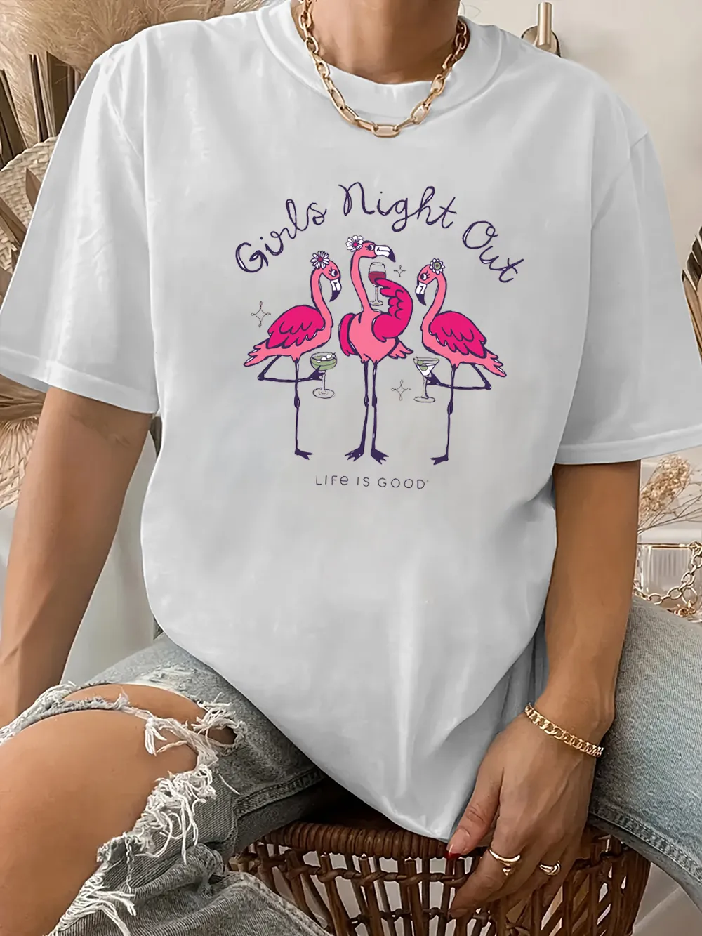 Women's Night Out Flamingo Short Sleeve T-shirts