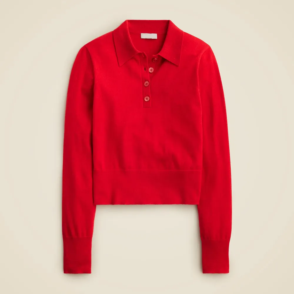 cashmere-blend long-sleeve polo shirt