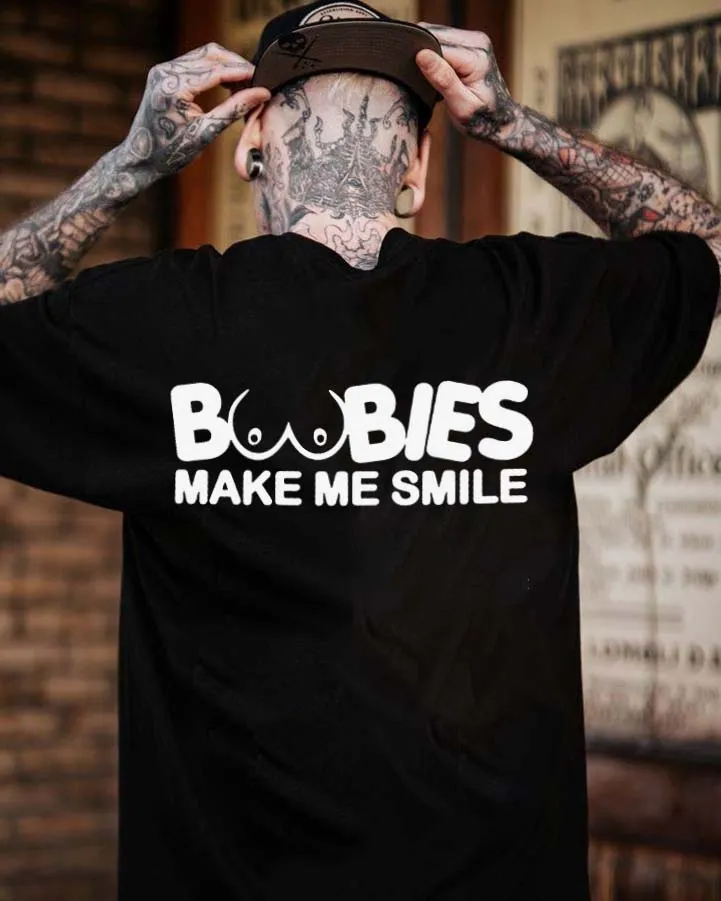 Boobies Make Me Smile Printed Men's T-shirt