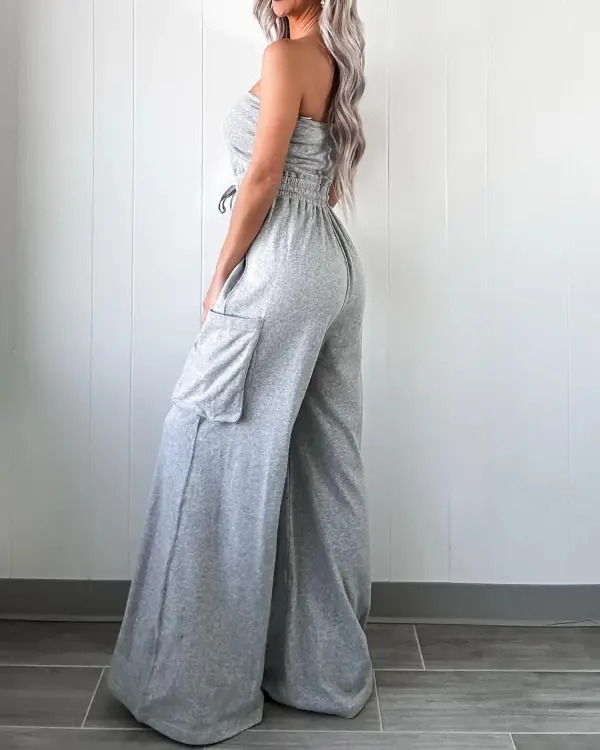 Femme Flair Cargo Jumpsuit - Heather Grey