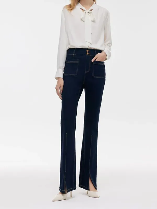 Stretch Slit Micro-Flared Women Jeans