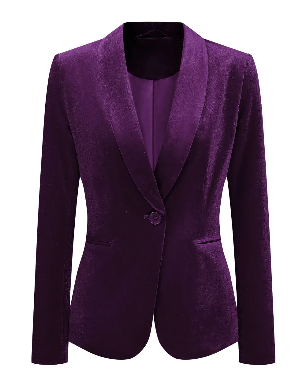 Allegra K- Shawl Collar One Button Velvet Blazer