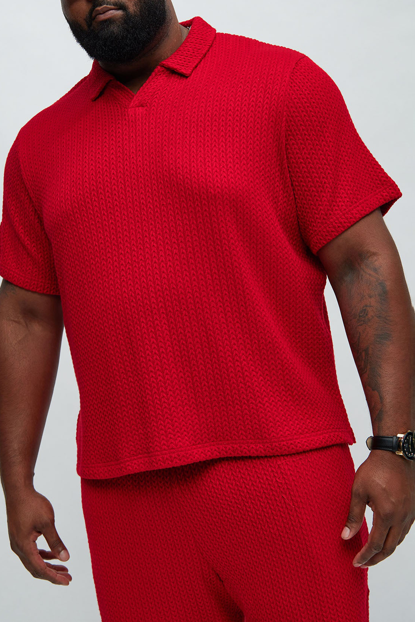 Catanina Textured Polo - Red