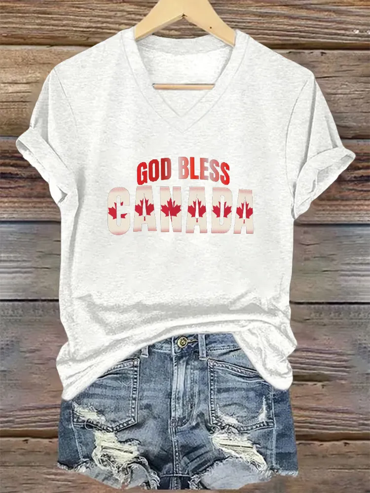 Women'S Elbows Up God Bless Canada T-Shirt