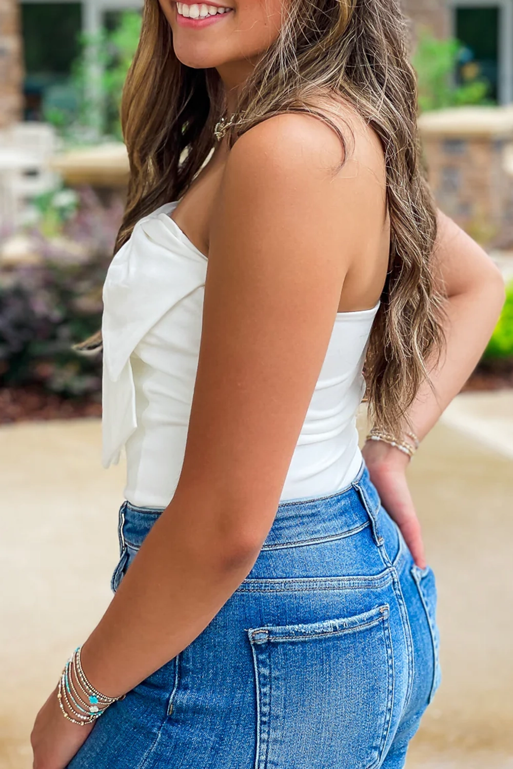 White Bow Tube Top