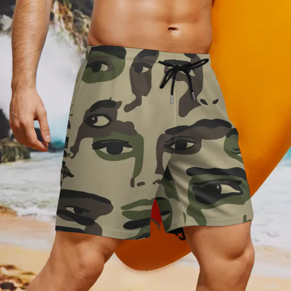 Artistic Camouflage Print Sports Board Shorts