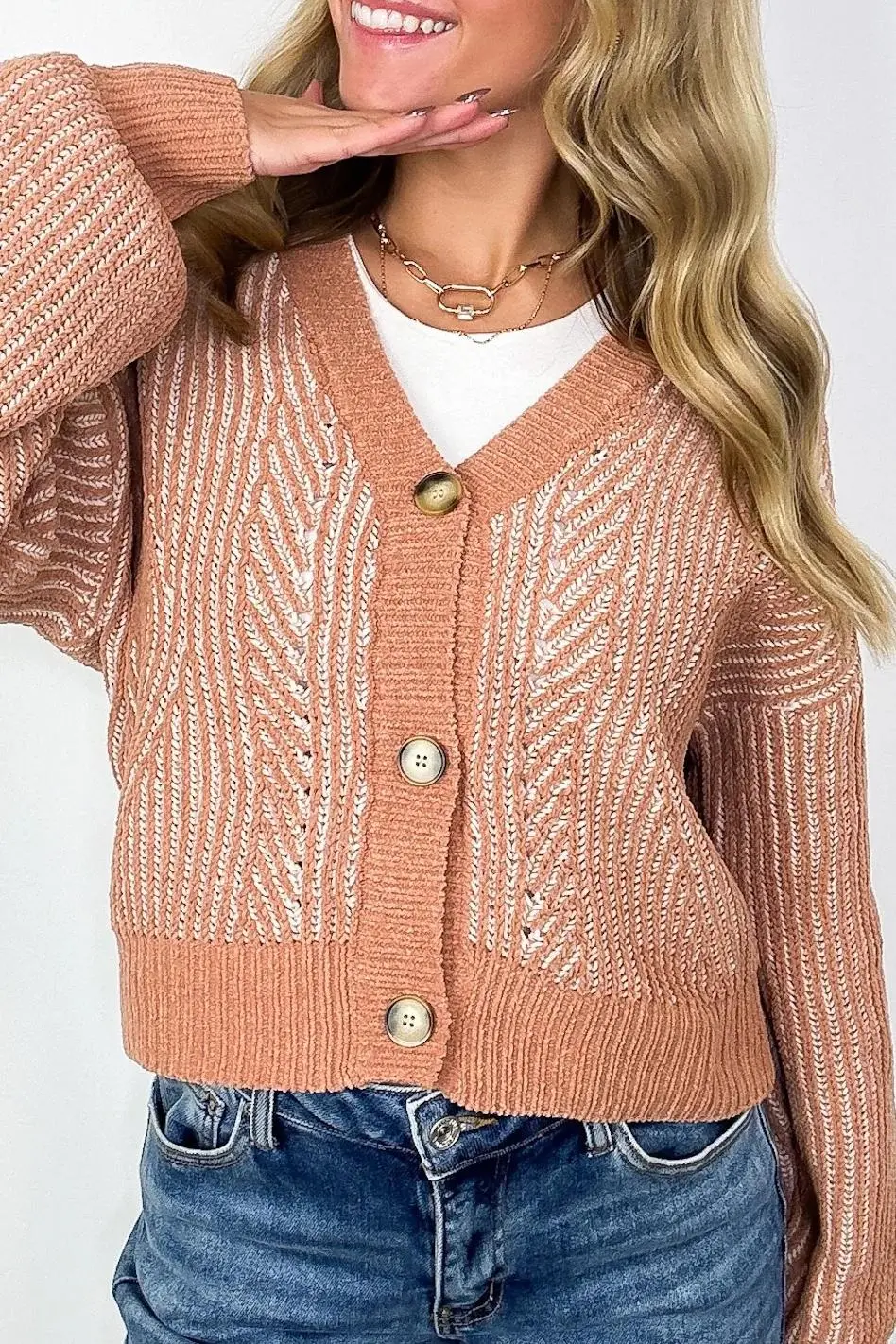 Two Tone Button Down Cardigan