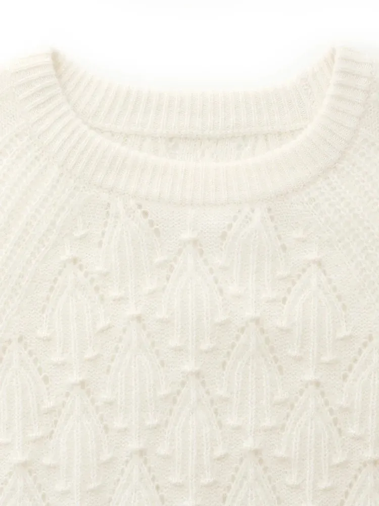 100% Cashmere Openwork Women Sweater