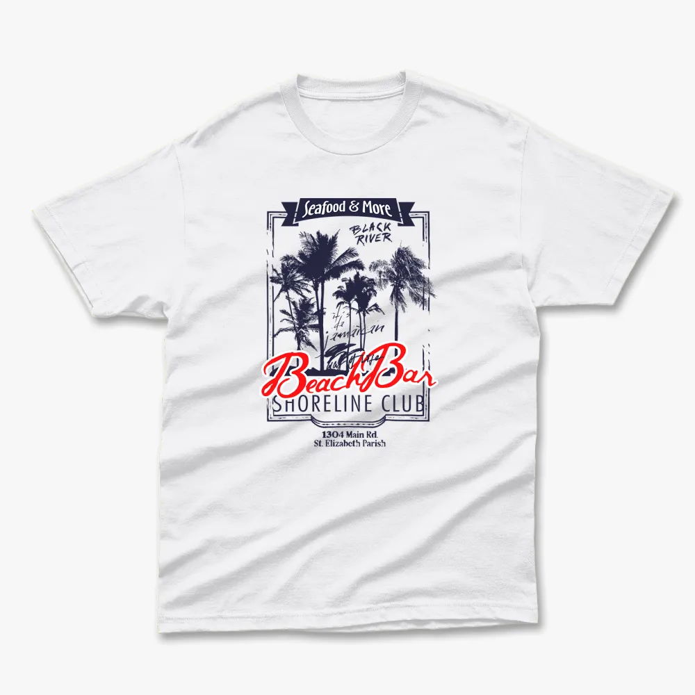 Retro Summer Seafood More Black River Printed T-Shirt