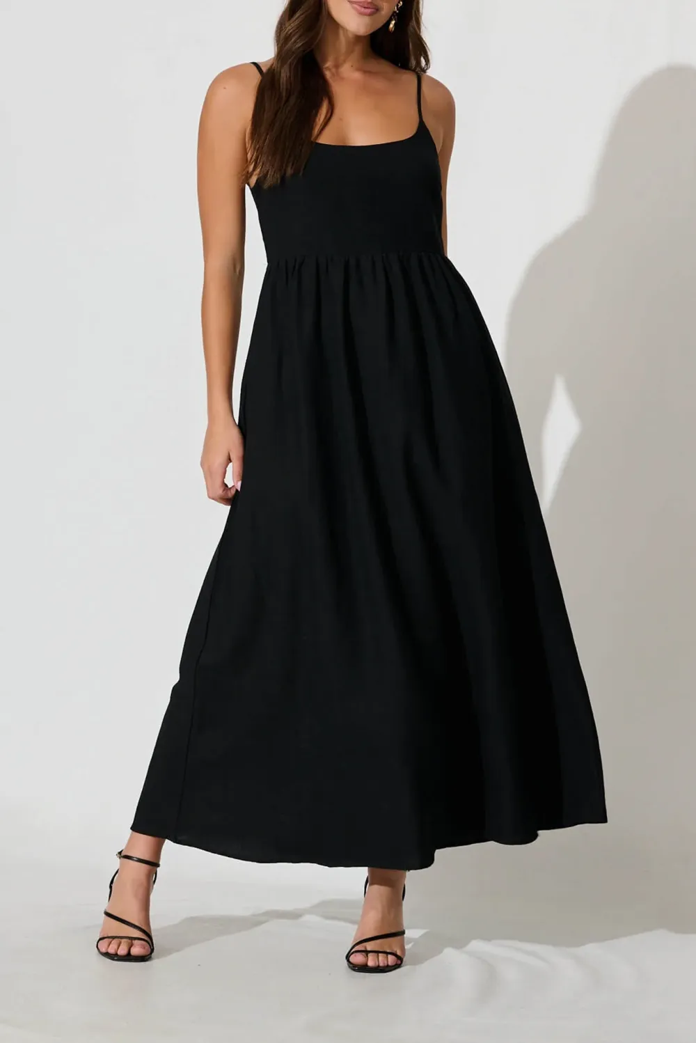 Black Strapless Flowy Maxi Dress