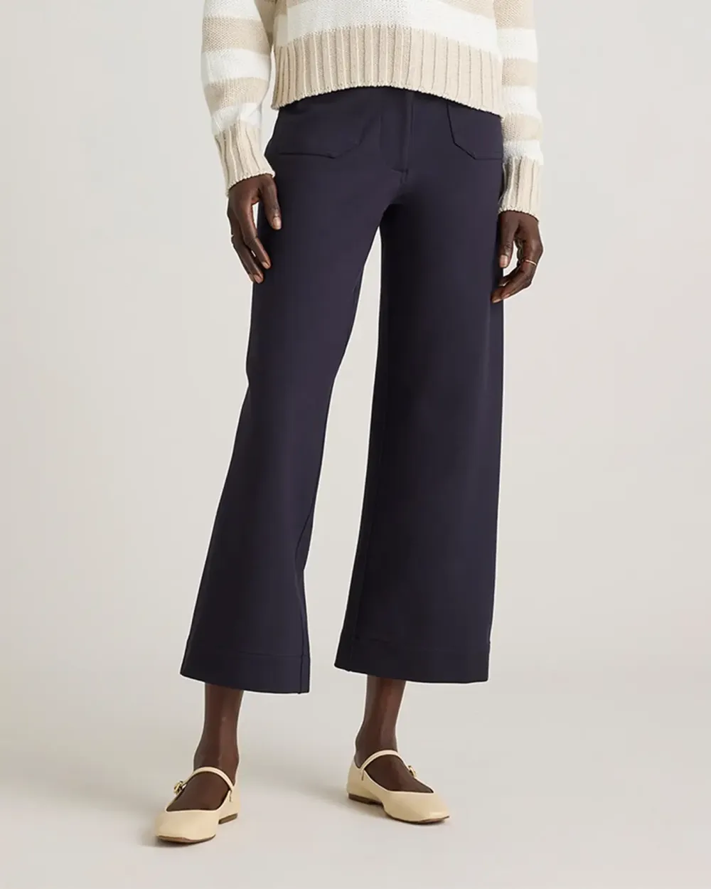 Ultra-Stretch Ponte Cropped Wide Leg Pants