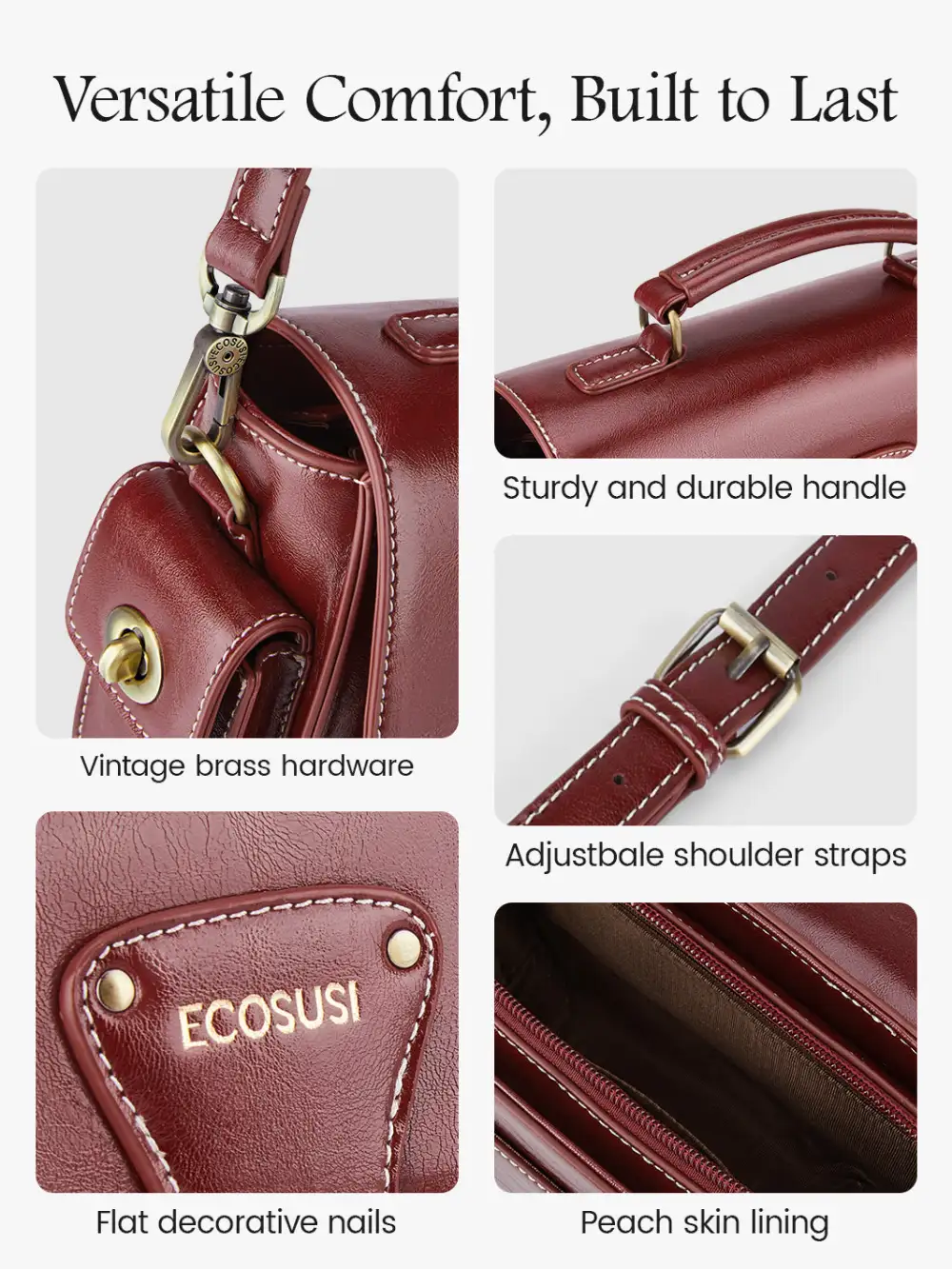 Alison Vintage Vegan Leather Crossbody Bag