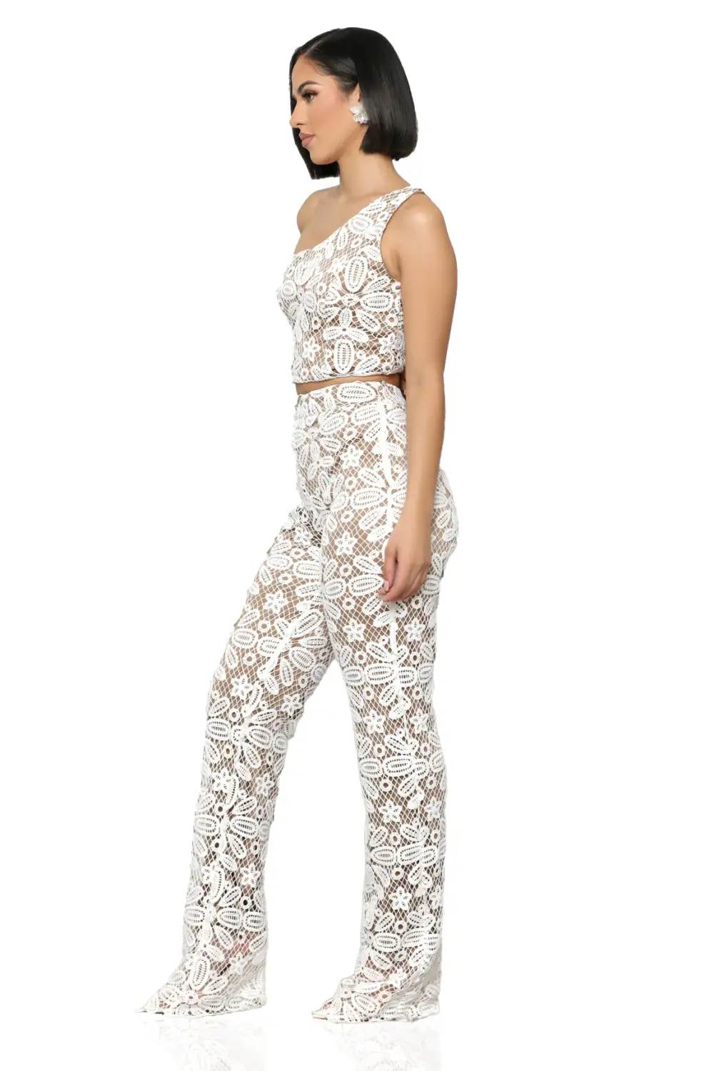 Lace Me Up Pants Set (Cream)-FINAL SALE