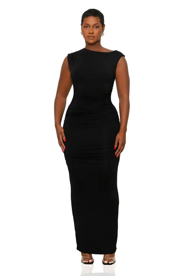 That Girl Ruched Maxi Dress (Black)