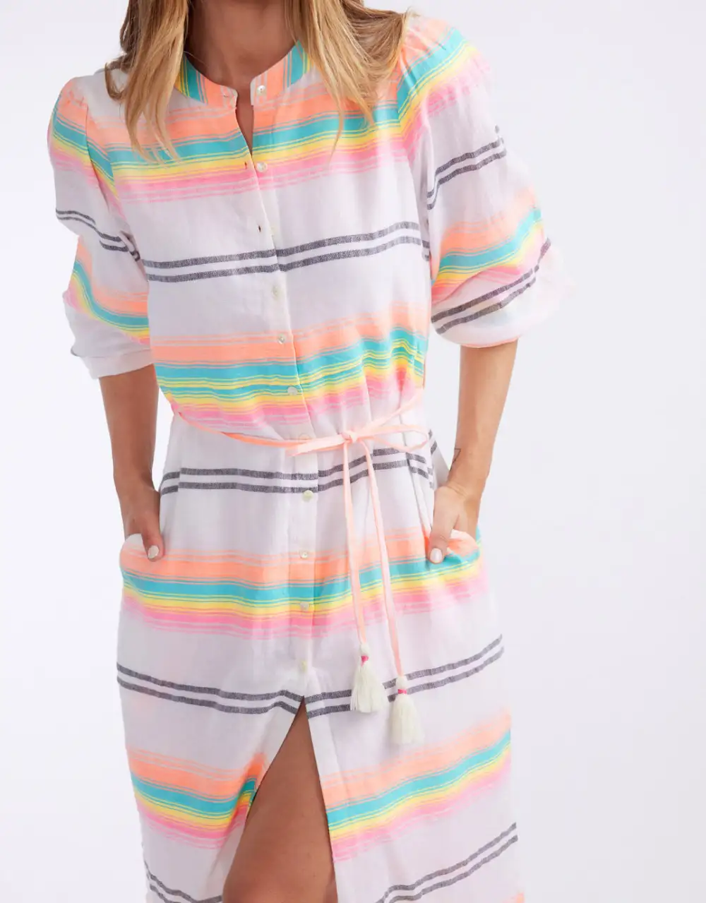 Palm Island Dress - Neon Rainbow