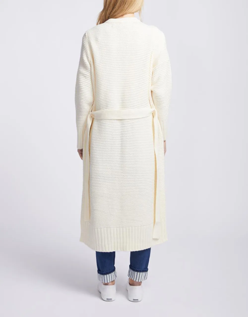 Long Sleeve Belted Cardigan - Birch