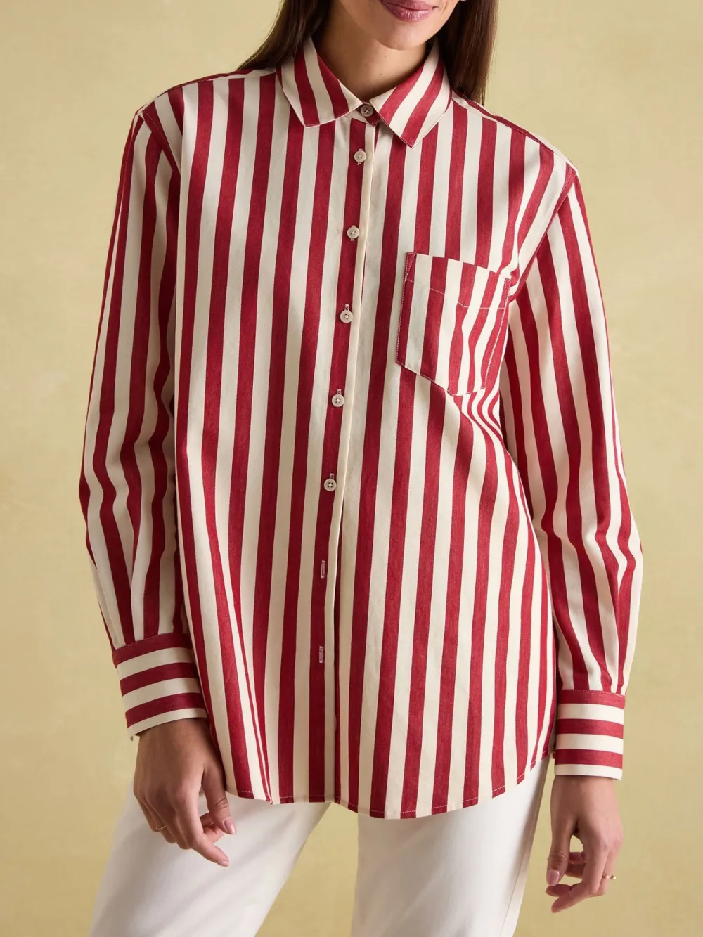 Daily Amilla Red & Cream Stripe Shirt