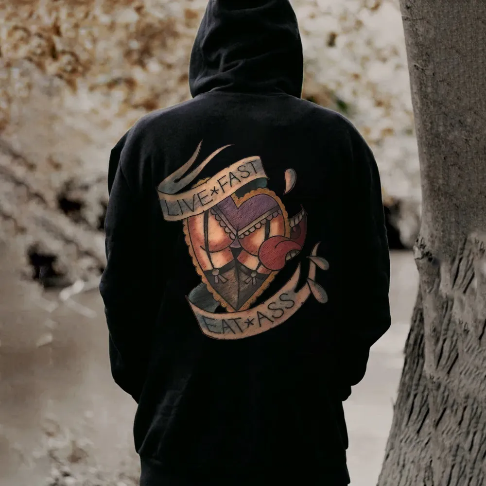 Live Fast Eat Ass Print Men's Hoodie