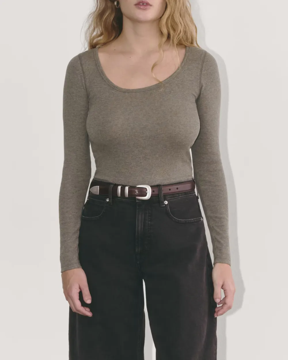 The Luxe Rib Long-Sleeve Scoop-Neck Tee