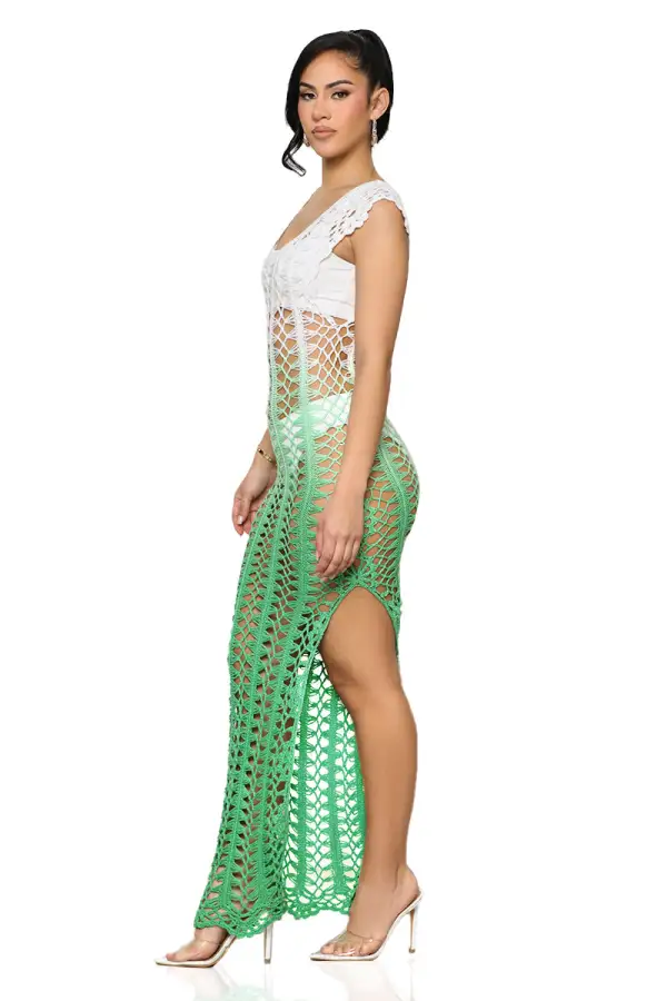 Fade Out Crochet Dress (Green)- FINAL SALE