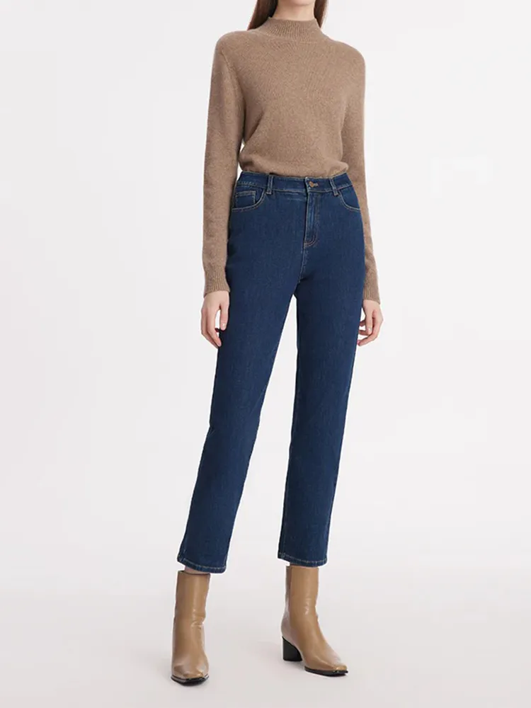 Cotton Ankle Length Women Tapered Jeans