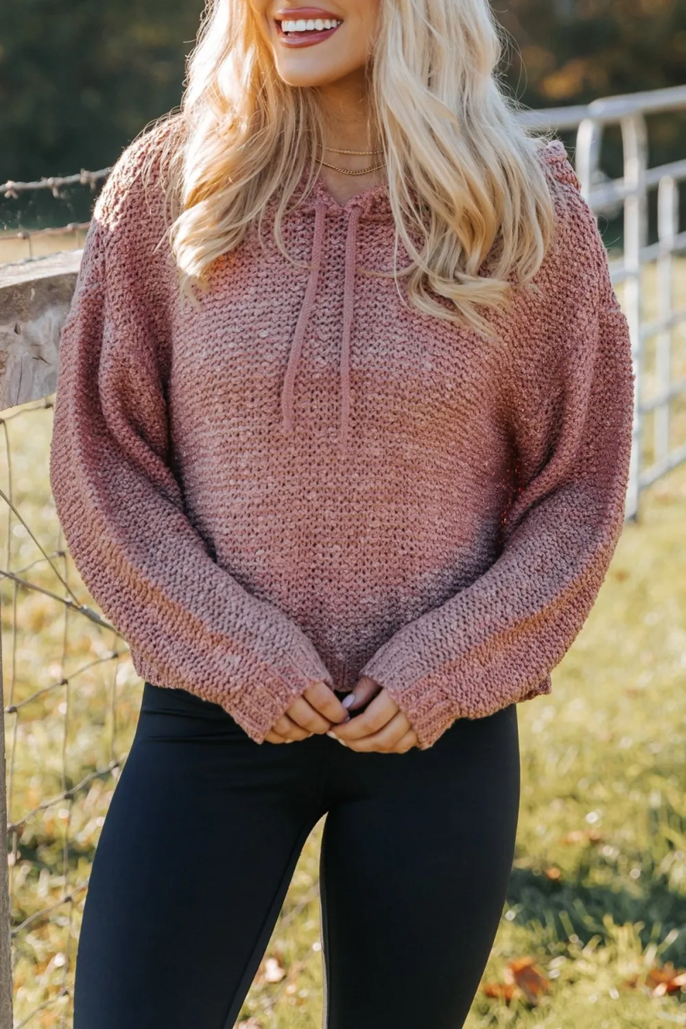 Rose Textured Hooded Sweater