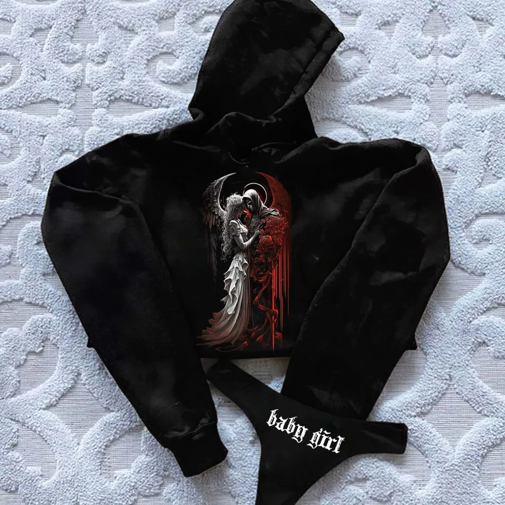 Baby Girl Printed Women's Cropped Hoodie & Thong Sets