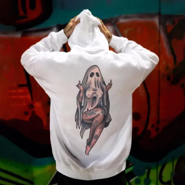 Female Ghost Temptation Printed Men's Loose Hoodie
