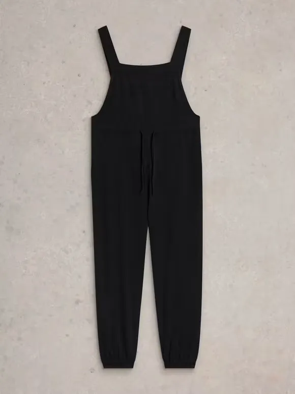 Daphne Jersey Dungaree In Pure Black