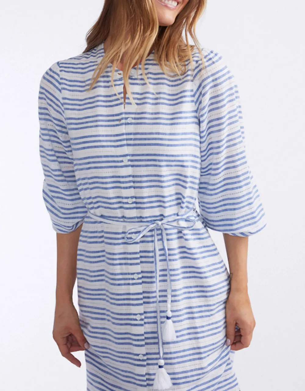 Palm Island Dress - Blue/White Stripe