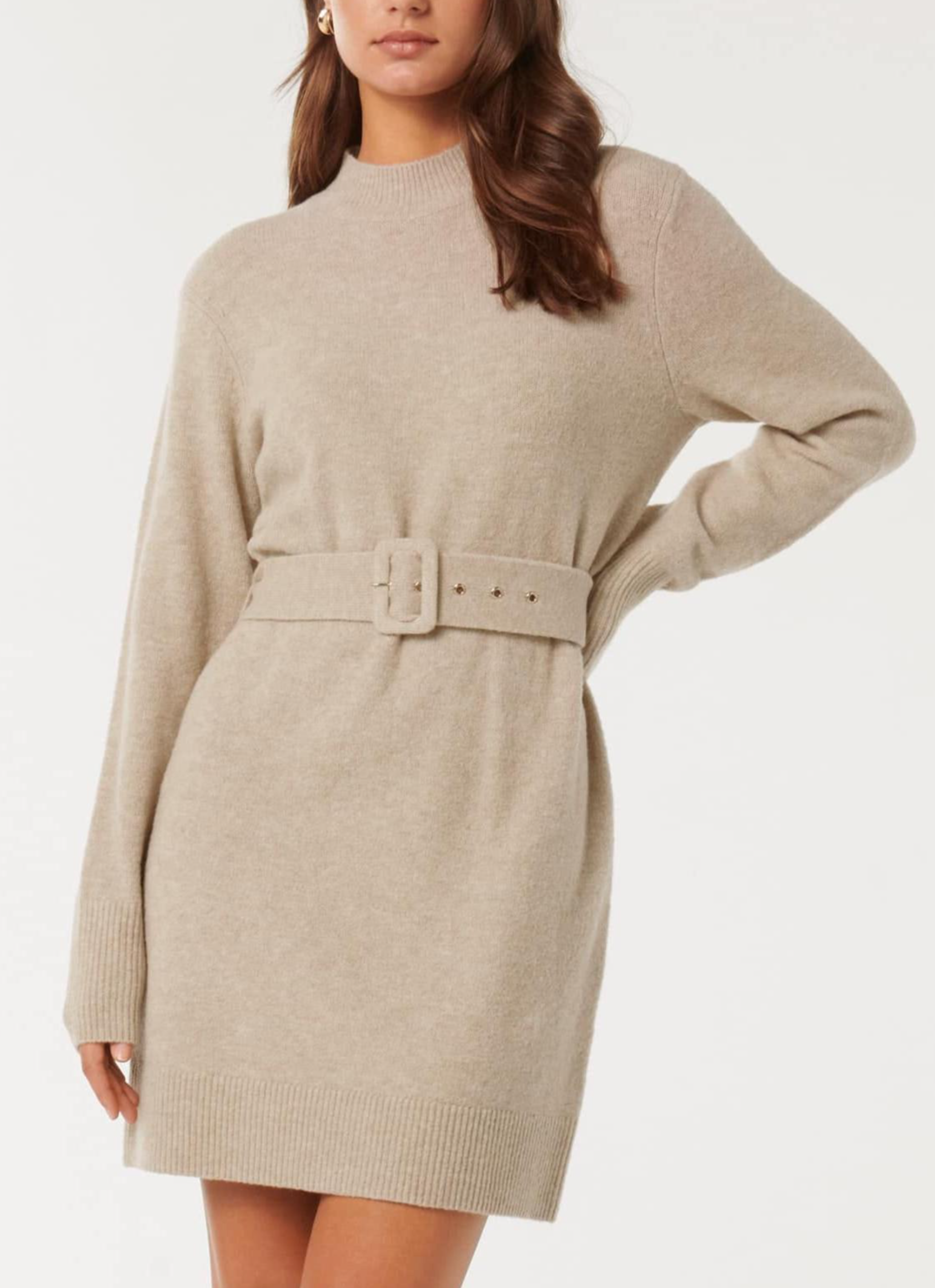 Astrid Belted Mini Knit Dress