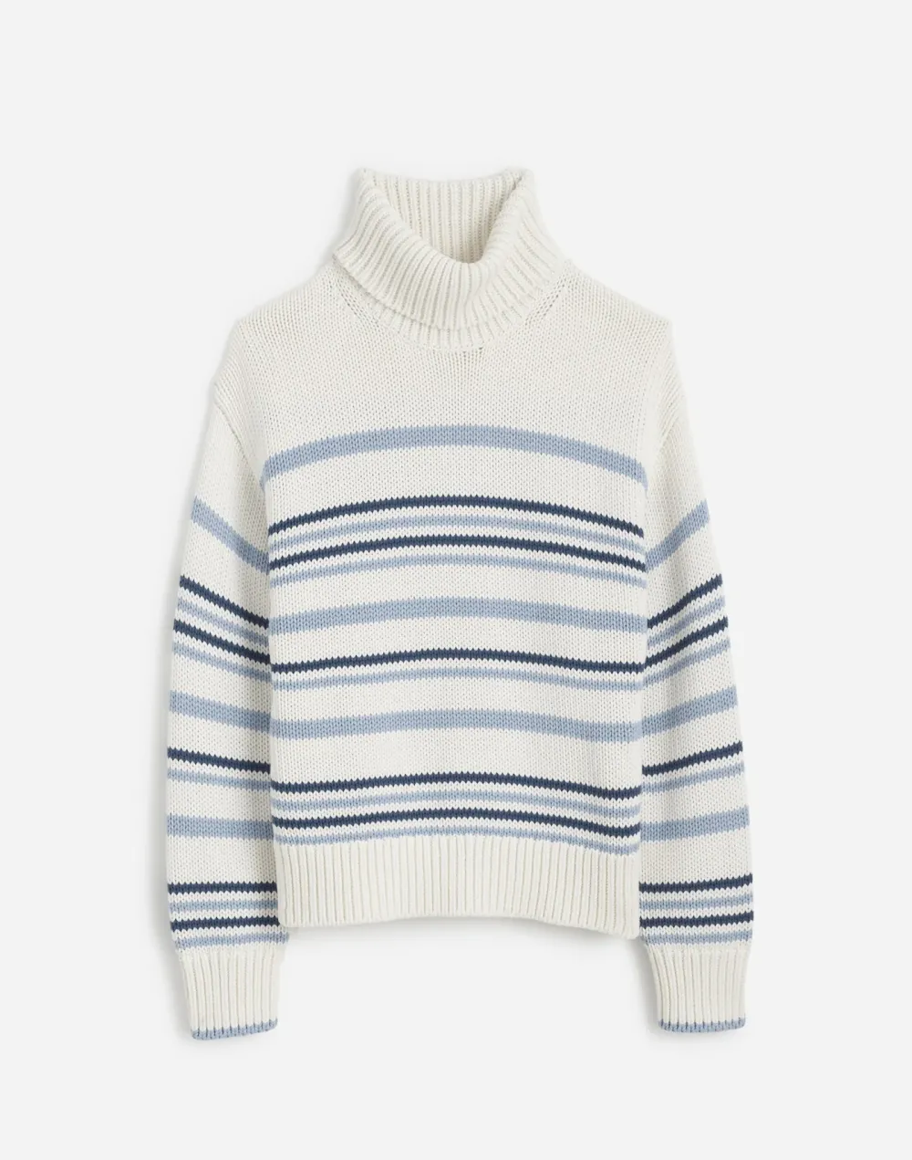 Ribbed Cotton Turtleneck Sweater in Stripe