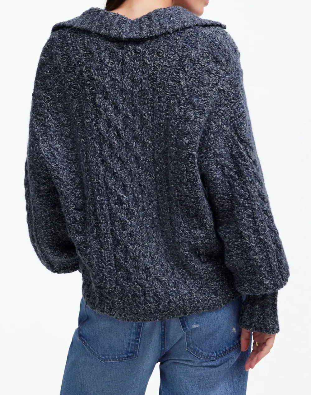 Cotton Wool Blend Cable-Knit Sweater