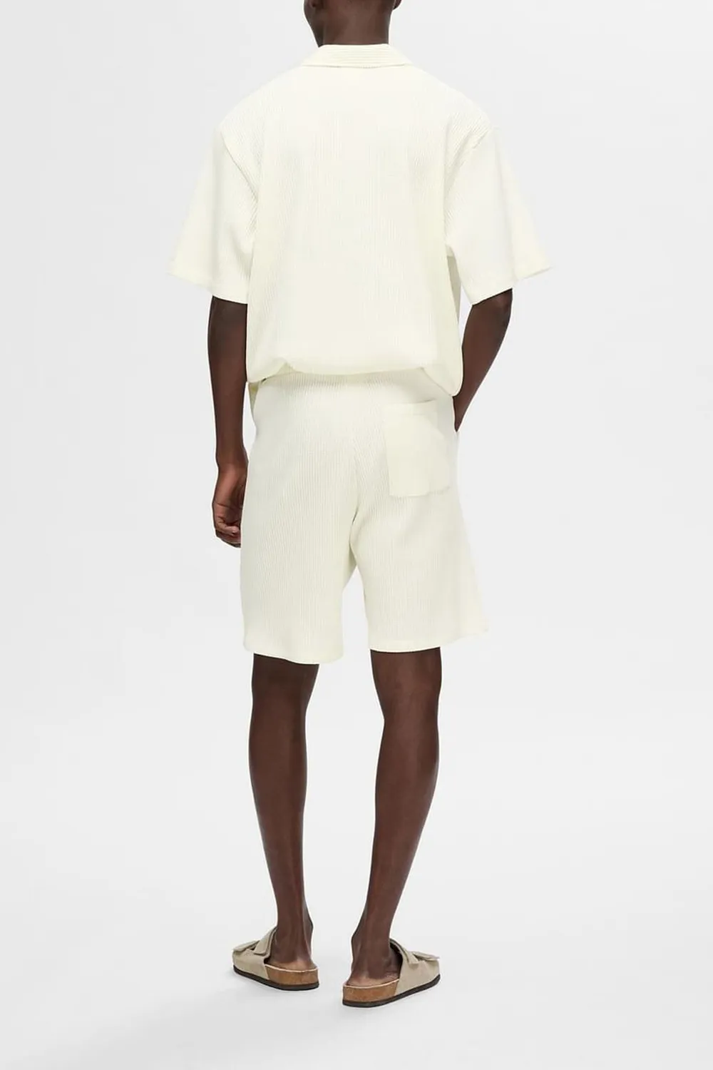 Off-White Waffle Textured Co-ord Set Shorts