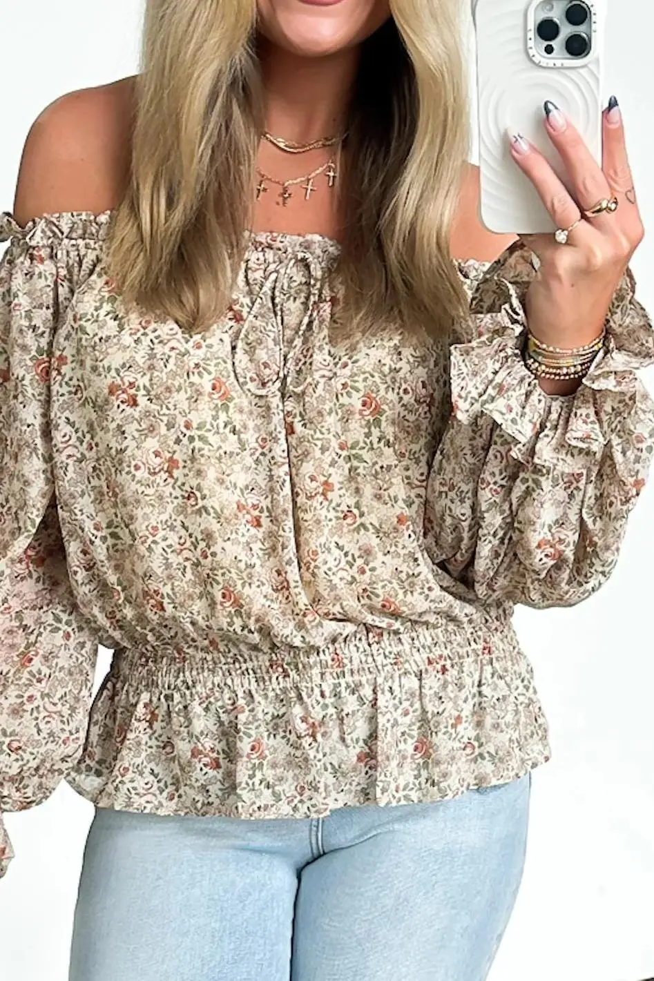 Whimsical Cutie Off Shoulder Floral Top