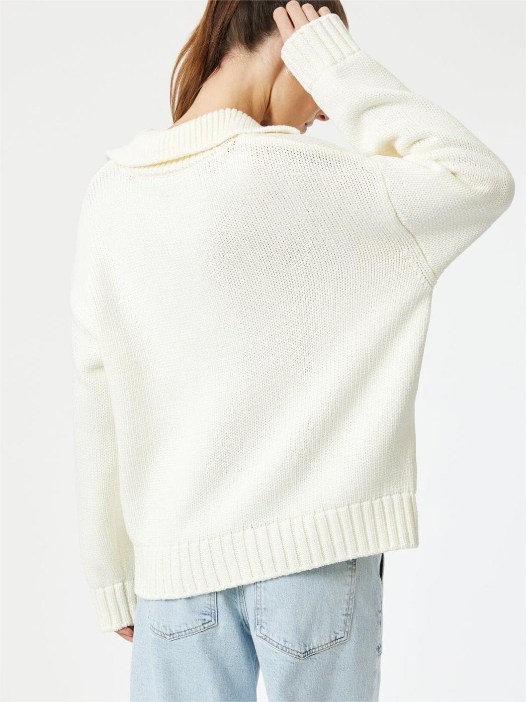 Casual White Polo Sweater